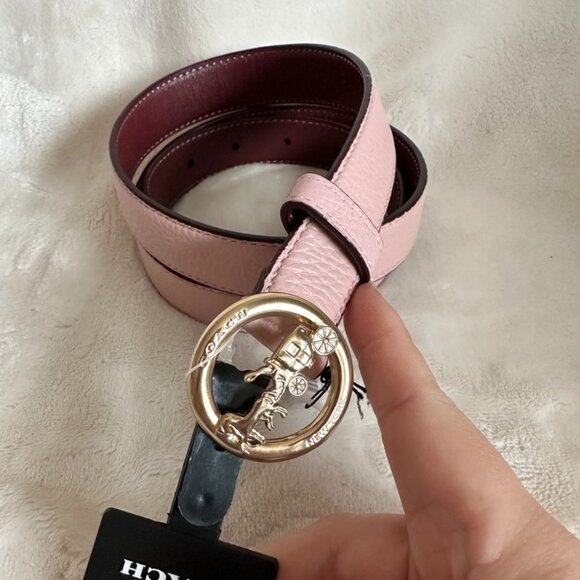 NWT! Coach Women\'s Horse and Carriage Golden Buckle Belt In Pink Size M F78181 main image 7